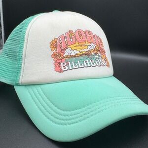Billabong Aloha Trucker Hat Mint Green White Hawaiian Graphic Snapback Mesh Cap